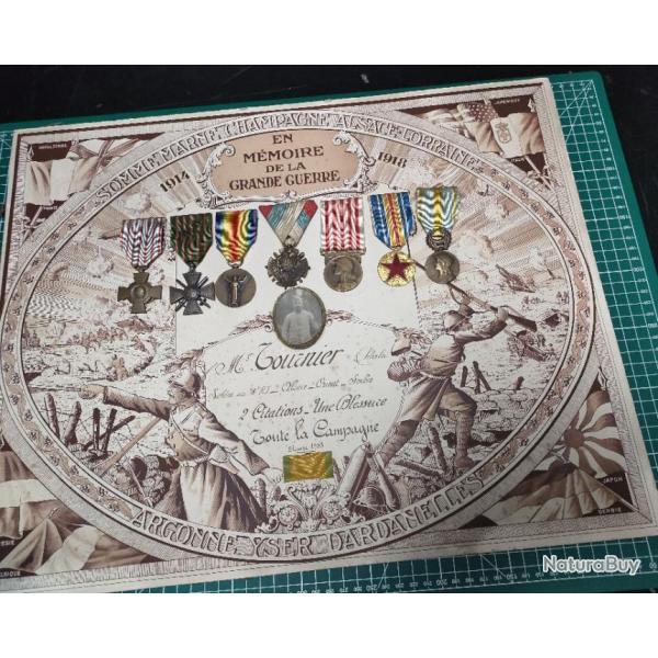 DIPLME 14/18 2 CITATIONS, BLESSE, FRONT D'ORIENT MEDAILLE SERBE, ORIENT, CDG COMBATTANT COMMEMO