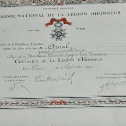 JUGE DIPLÔME CHEVALIER DE LA  LEGION D'HONNEUR  MARSEILLE 1953