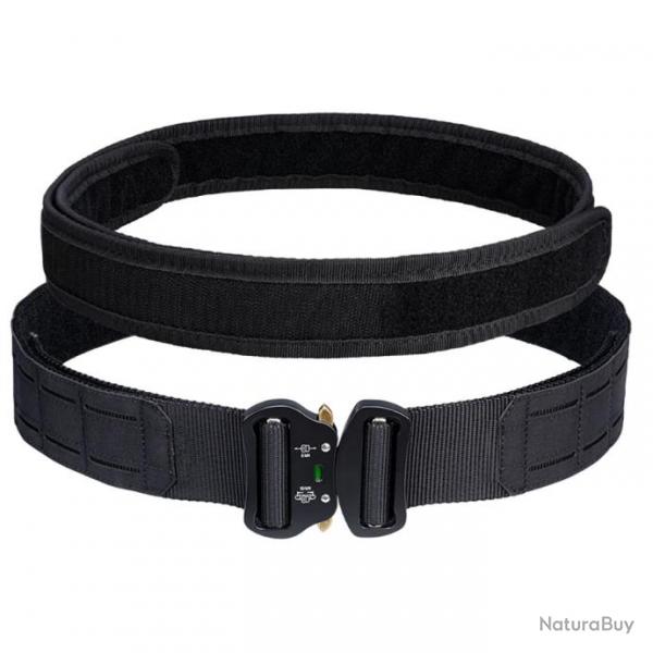 Ceinture Tactique avec Boucle Mtallique - Noir / M