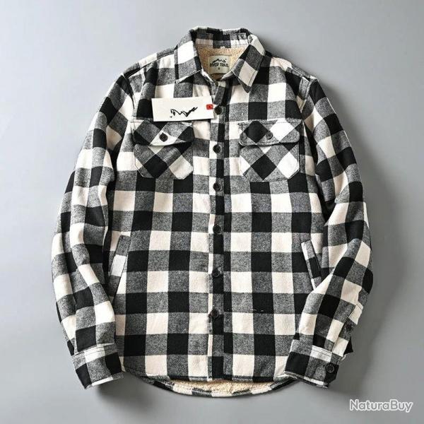 Chemise Polaire Civile  Carreaux Noir et Blanc - Noir et Blanc / L