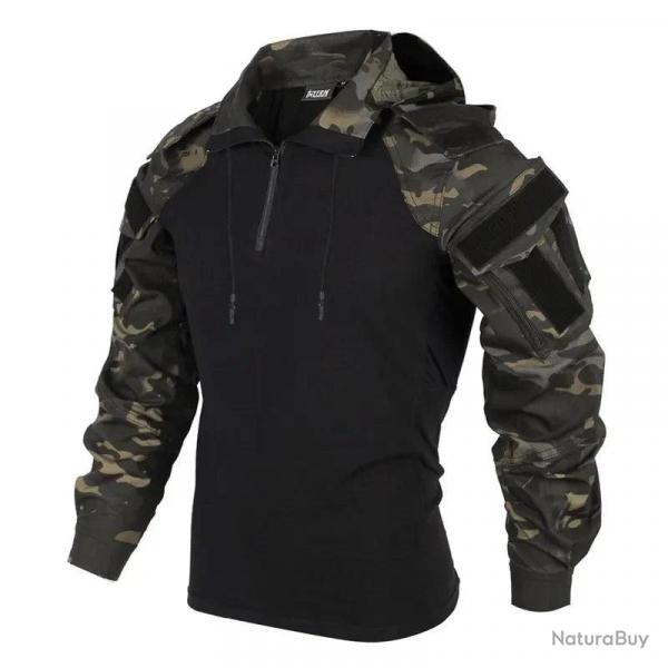Chemise Tactique Avec Capuche Multicam Noir