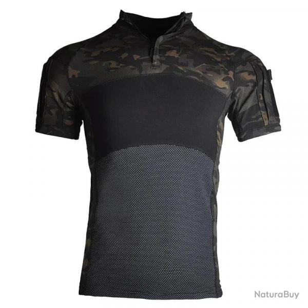 Chemise Tactique Manche Courte Multicam noir