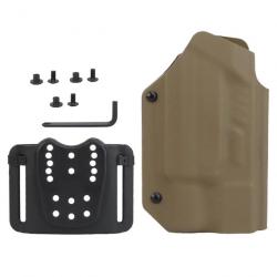 Holster Tactique Kydex Léger pour GLOCK avec Lampe - Tan