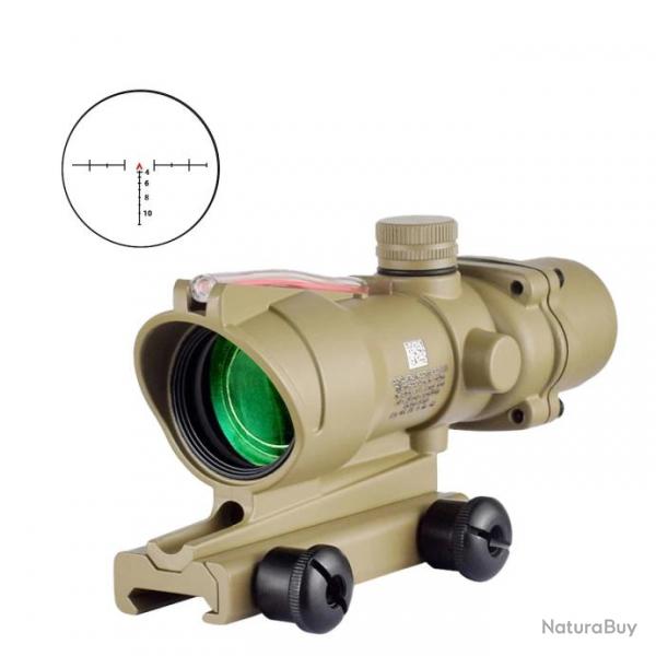 Lunette de vise type ACOG 4x32 Fibre Optique TAN - Rouge