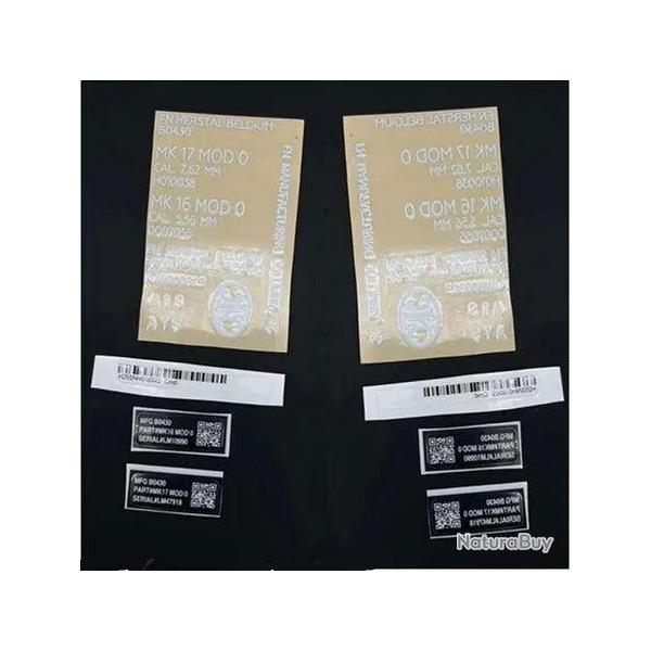 Marquage adhsif en mtal pour SCAR MK16 et MK17 - Blanc x2