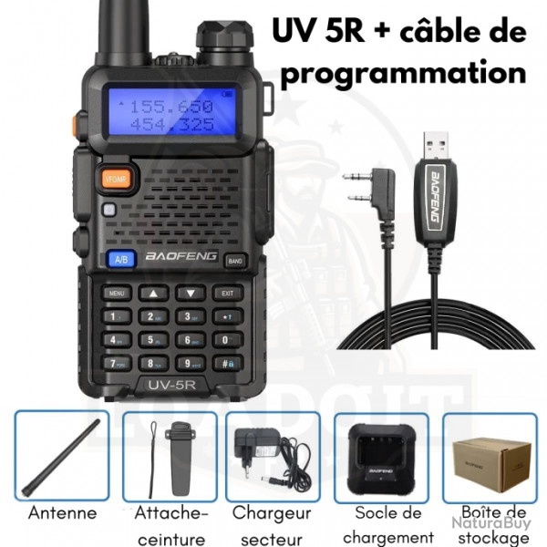 RADIO BAOFENG UV-5R 5W DUAL BAND UHF/UVF - Europe / Avec