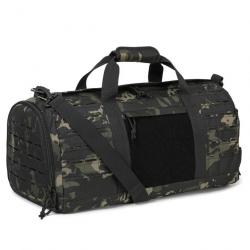 Sac Tactique de Voyage 40L avec Découpe Laser MOLLE - Multicam Noir