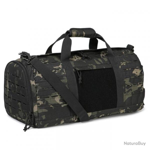 Sac Tactique de Voyage 40L avec Dcoupe Laser MOLLE - Multicam Noir