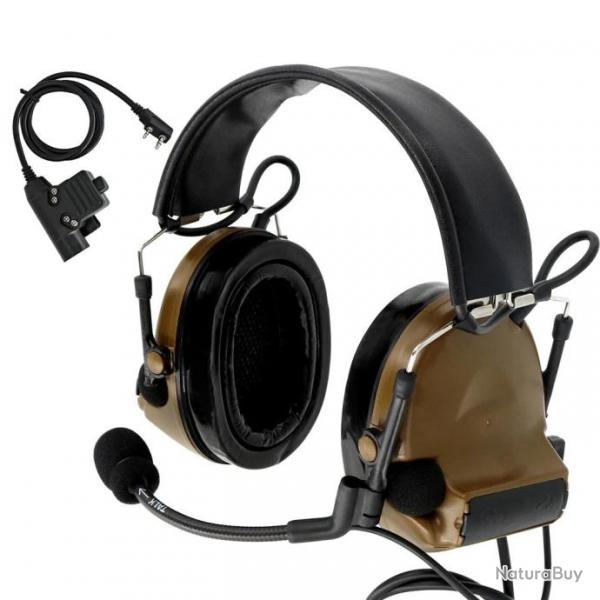 TAC-SKY Headset type Comtac II + PTT - Marron