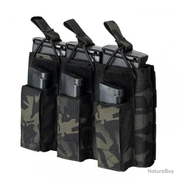 Triple Portes Chargeurs Tactique 5.56 et PA en Nylon - Multicam noir / CHINA