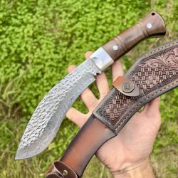 Couteau khukuri damas kukri nepalais collection manche bois avec étui #278