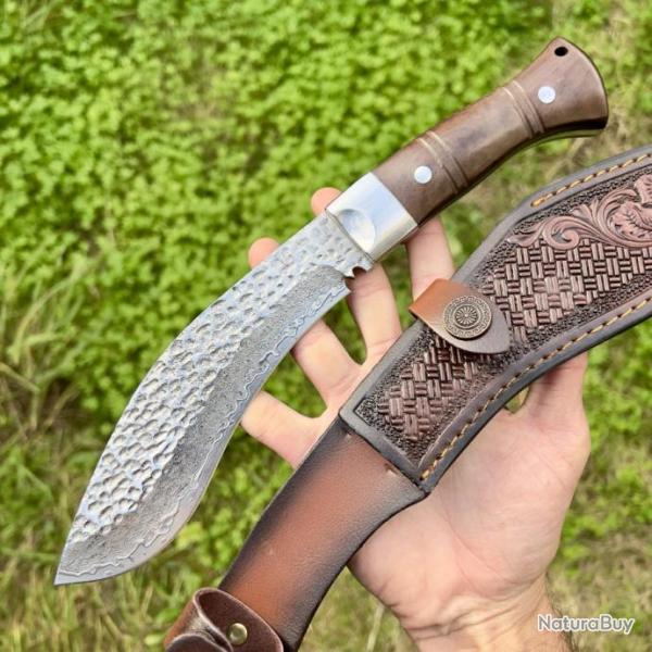 Couteau khukuri damas kukri nepalais collection manche bois avec tui #278