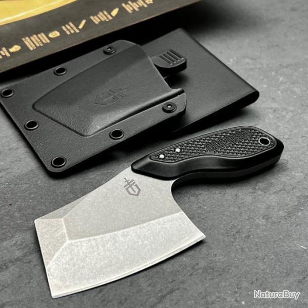 Couteau Gerber Tri-Tip Mini Cleaver Lame Acier 7Cr17MoV Manche Aluminium Black Etui Plastique Rigide