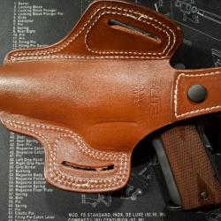 Holster Cuir ceinture OWB, adaptable, pour Pistolet type Colt 1911, Beretta 92fs, S&W MP 2.0