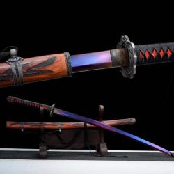 Katana Sekiro Lame Mortelle Pourpre (Acier T10 Violet) - Tranchant