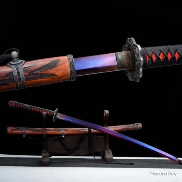 Katana Sekiro Lame Mortelle Pourpre (Acier T10 Violet) - Tranchant