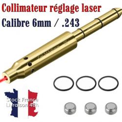 Collimateur laser ajustable à mettre en bout de canon calibre 243 et 6mm - Stock France