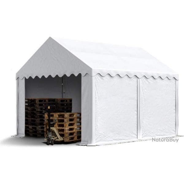 Abri de stockage 3 x 4 m blanc en acier et PVC 700 N- Etanche