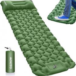 Matelas gonflable 1 Place, Matelas de Camping - 196x68 cm - Vert