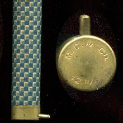 Cal. 12 mm à broche - Marcel Gaupillat - damiers bleu/blanc - broche courte - douille non chargée