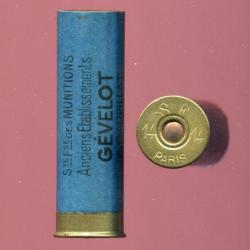 Cal. 14 percussion centrale - jamais chargée - tube carton bleu SFM anciens Ets GEVELOT & GAUPILLAT