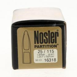 Boite de 50 ogives NOSLER Partition 25 / 115 grains #16318