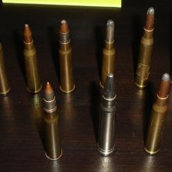 Lot de 9 munitions diverses pour la grande chasse