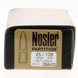 Boite de 50 ogives NOSLER Partition 25 / 120 grains #35643