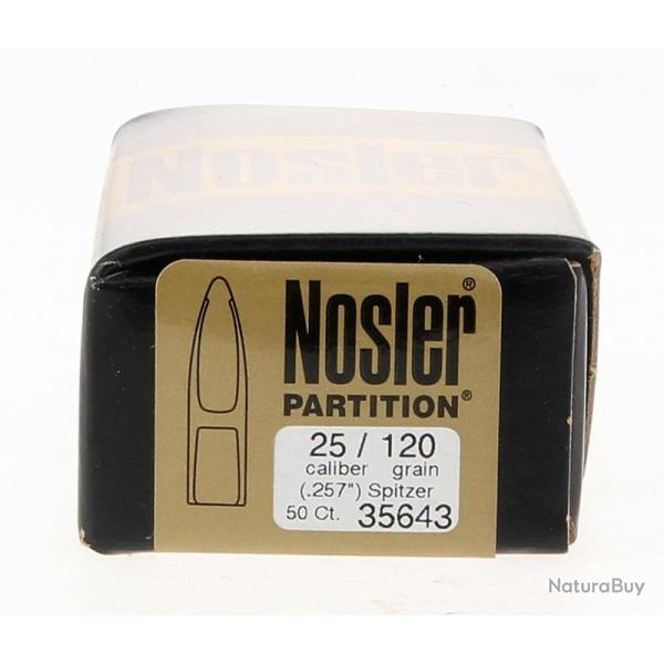 Boite de 50 ogives NOSLER Partition 25 / 120 grains #35643