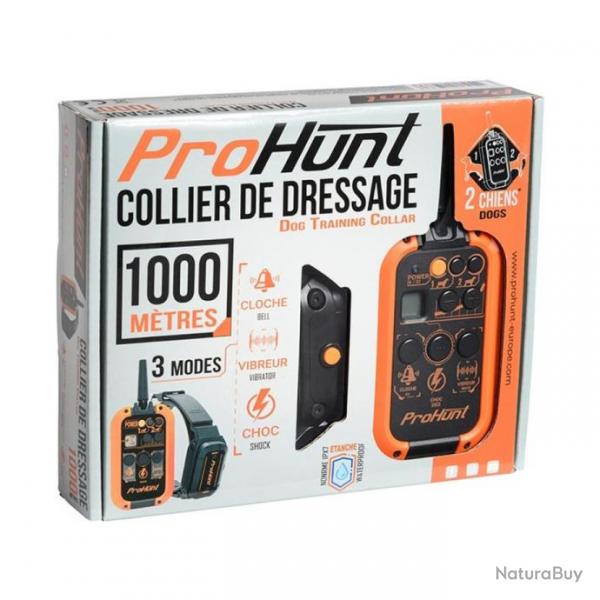 Prix de dpart  1 !! Collier lectrique de dressage Prohunt 1000 Mtres Cloche/ Vibreur / Choc