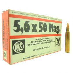 Munitions 5,6x50 magnum 50gr Full Metal Jacket RWS x20