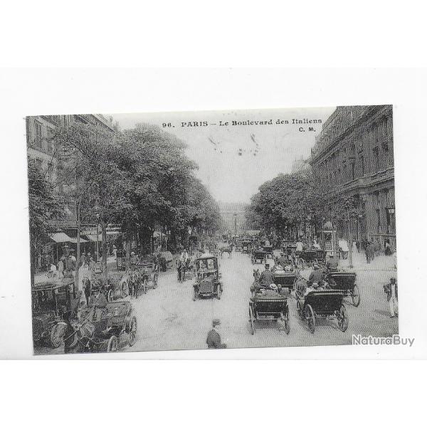 reproduction de carte postale 20me sicle "Paris boulevard des Italiens"