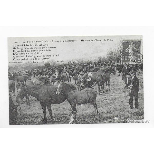 reproduction de carte postale 20me sicle " champ de foire  Lessay"