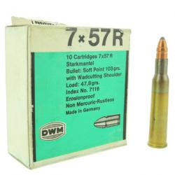 Munitions 7x57R 103gr Soft Point DWM x10