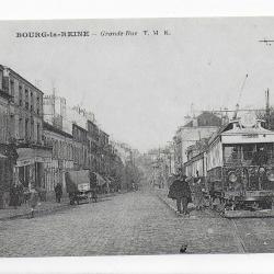 reproduction de carte postale 20éme siècle " Grand rue de Bourg la Reine"