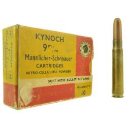 Munitions 9mm Mannlicher-Schönauer (9x56) 245gr Soft Nose Kynoch x10