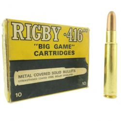 Boite de 6 Munitions 416 Rigby 410gr Metal Covered Solid John Rigby&Co