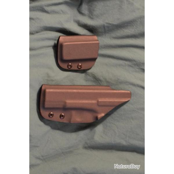 Holster gaucher pour Glock 19 en polymre noir + porte chargeur