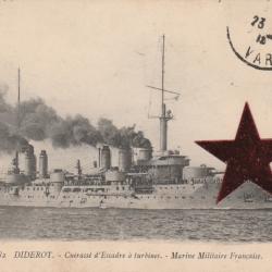 CPA - Marine Militaire Française -DIDEROT Cuirassé d'Escadre a turbines  N°133