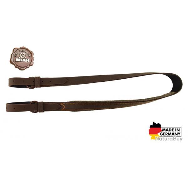 Bretelle pour armes longues AKAH en cuir de Buffle 3,5 cm cousu mains