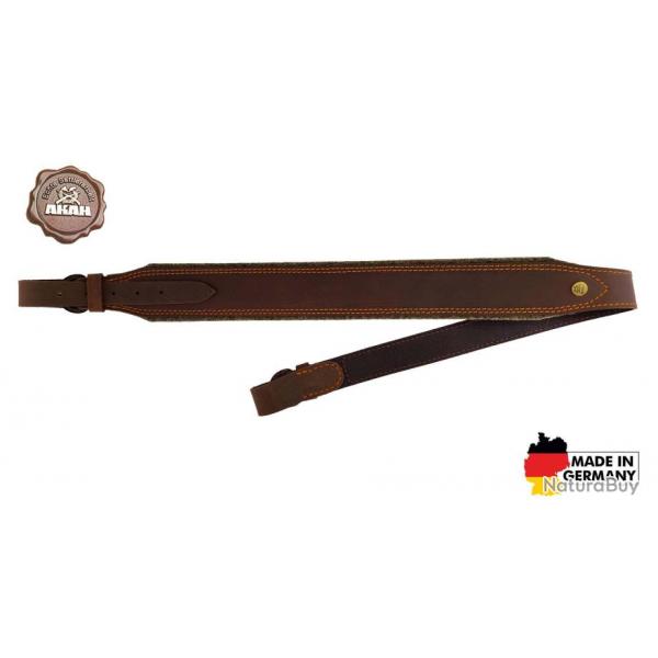 Bretelle pour armes longues AKAH en cuir de Buffle 5 cm cousu mains