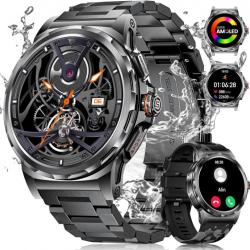 Montre Connectée Appels Bluetooth Assistant Vocal Intégré Ecran 1,43" Etanche Tracker NOIR