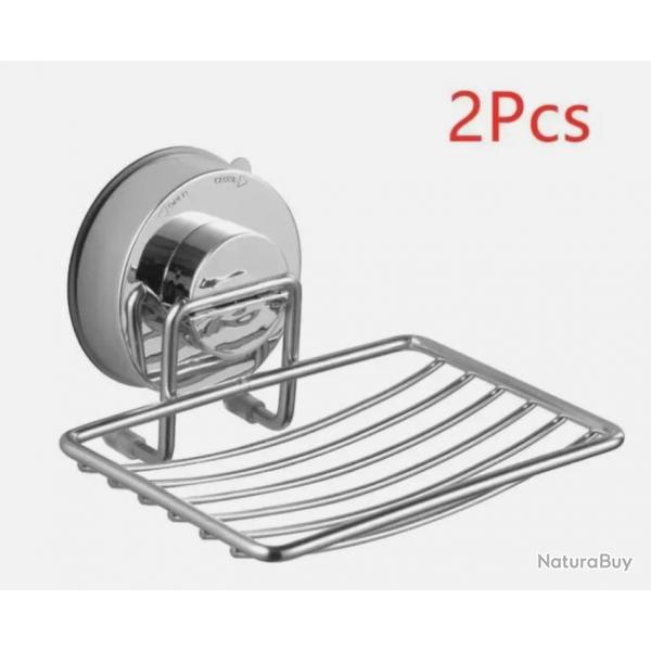 Porte-Savon  Ventouse 2 Pcs Acier Inoxydable sans perage cuisine salle de bain