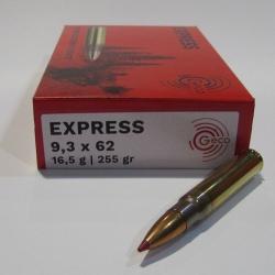 1 boite neuve de 20 cartouches  de calibre 9,3x62, Geco Express 255 grains / 16,5 grs