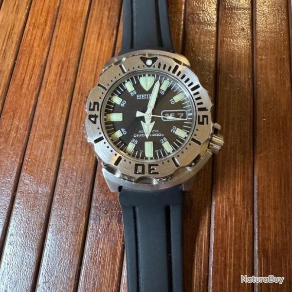 MONTRE SEIKO AUTOMATIQUE SCUBA DIVER BLACK MONSTER 200 Mtres VINTAGE COMME NEUVE