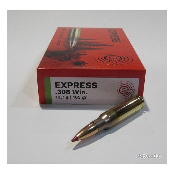 1 boite de 20 cartouches, cal 308 winchester , Geco Express pointe plastique 165 grains