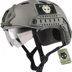 Casque de protection tactique airsoft gris avec visière - Tactique SWAT Style Militaire de l'armée