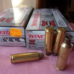 90 douilles vides de calibre  270  W S M cuivrer  WINCHESTER et    60 nickelés  WINCHESTER