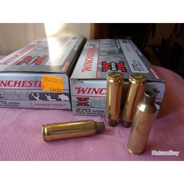 90 douilles vides de calibre  270  W S M cuivrer  WINCHESTER et    60 nickels  WINCHESTER