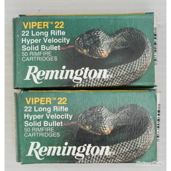 100 (2x50) cartouches .22 LONG RIFLE HYPER VELOCITE - REMINGTON "VIPER"